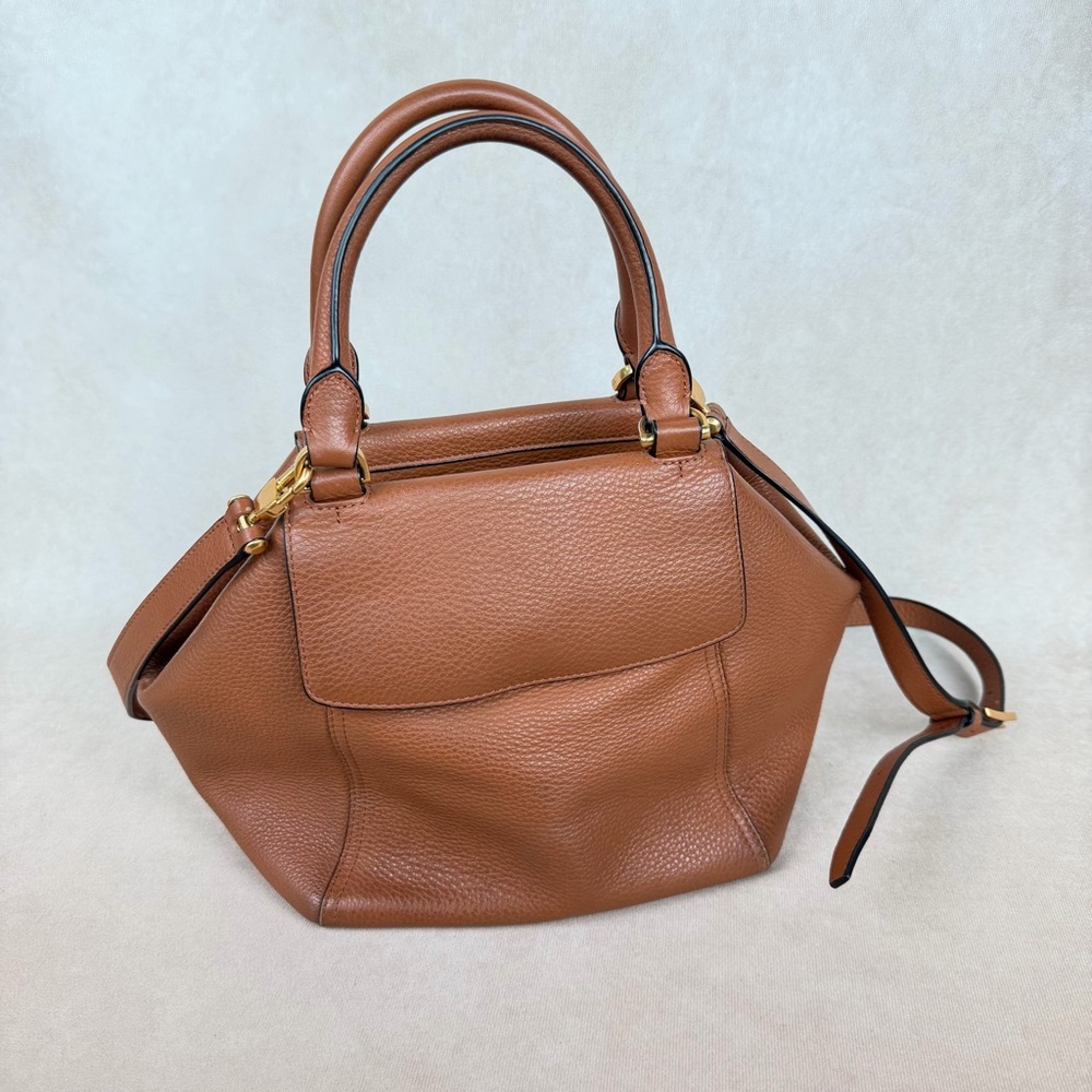 Tory Burch Brown Leather Half-Moon Top Handle Satchel Crossbody Bag - Picture 4 of 15